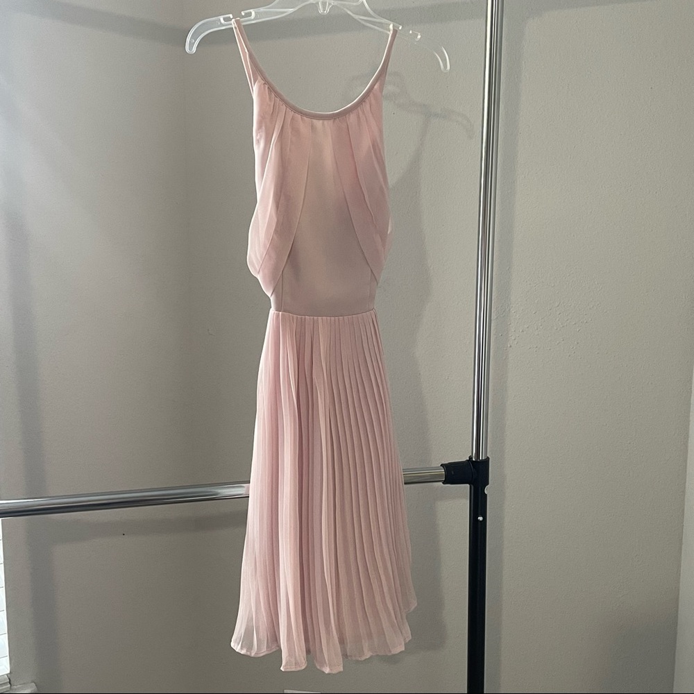 Asos petite pink pleated dress